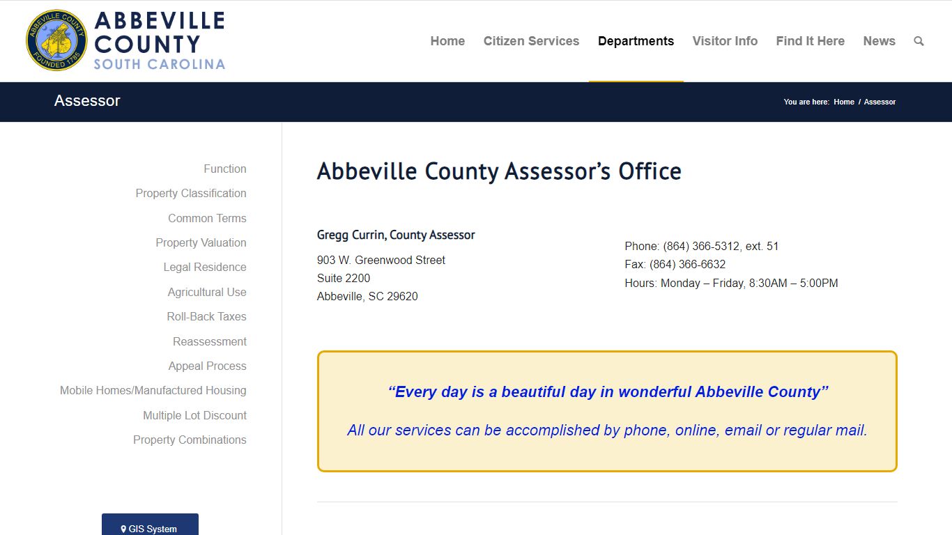 Assessor - Abbeville County, South Carolina